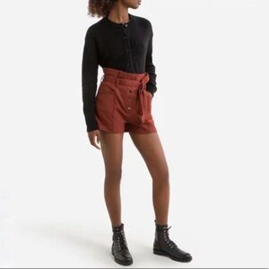 Anthropologie See U Soon High Waist Cargo Shorts With Tie Belt Stripes